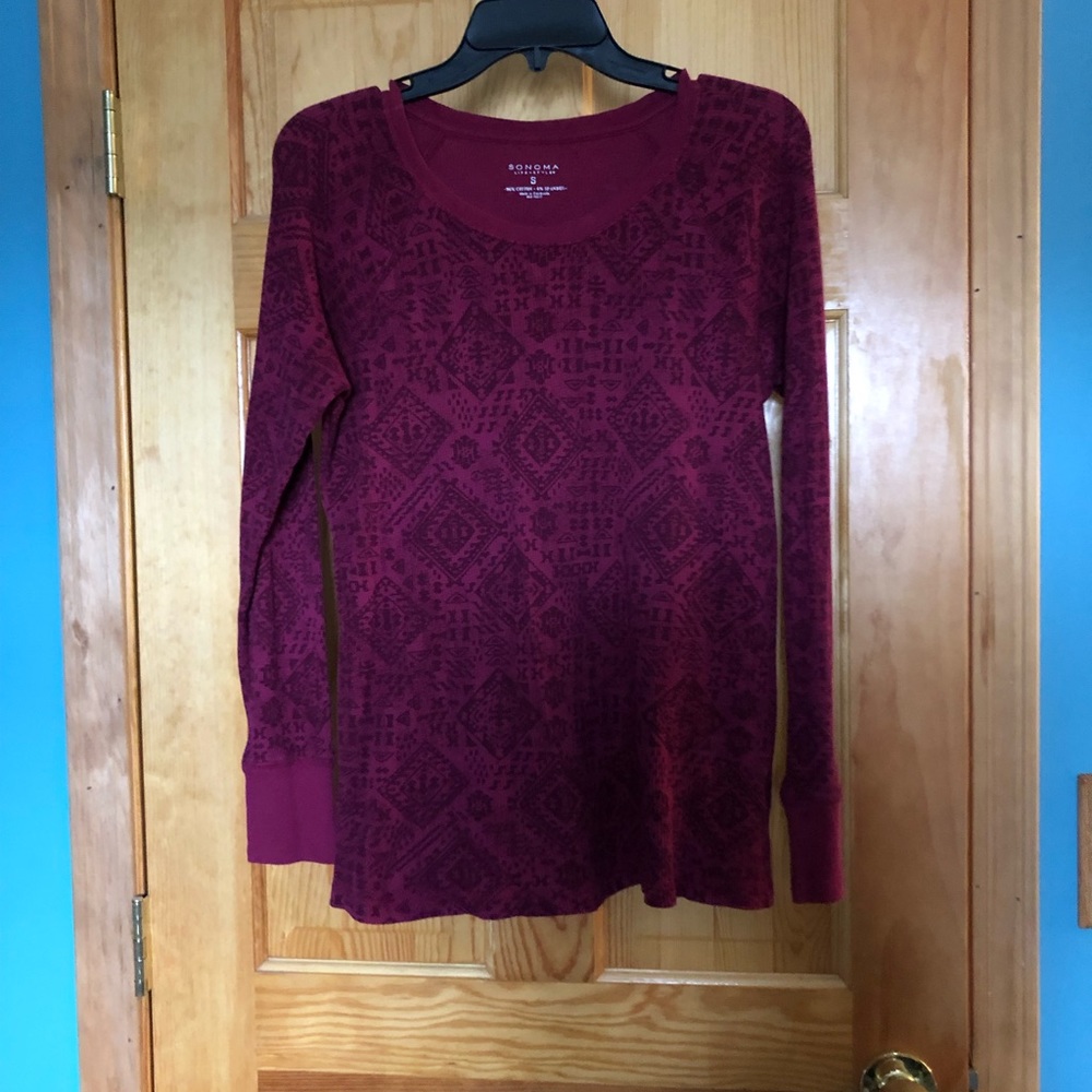 Burgundy Cotton Long Sleeve Shirt